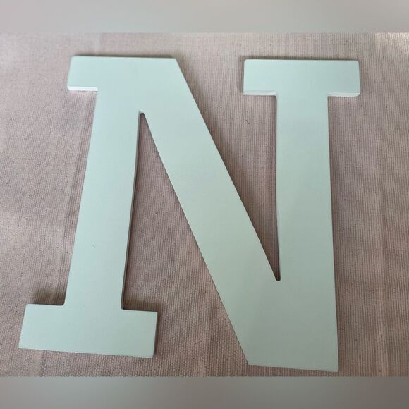 “N” Uppercase Letter White MDF Wood Wall Decor EPC Monogram Initial - Picture 1 of 4
